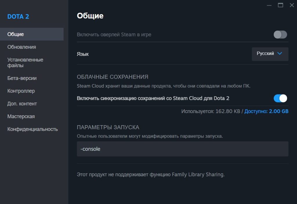 Параметры запуска Dota 2