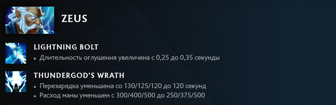 Изменения Зевса в патче 7.34с Dota 2