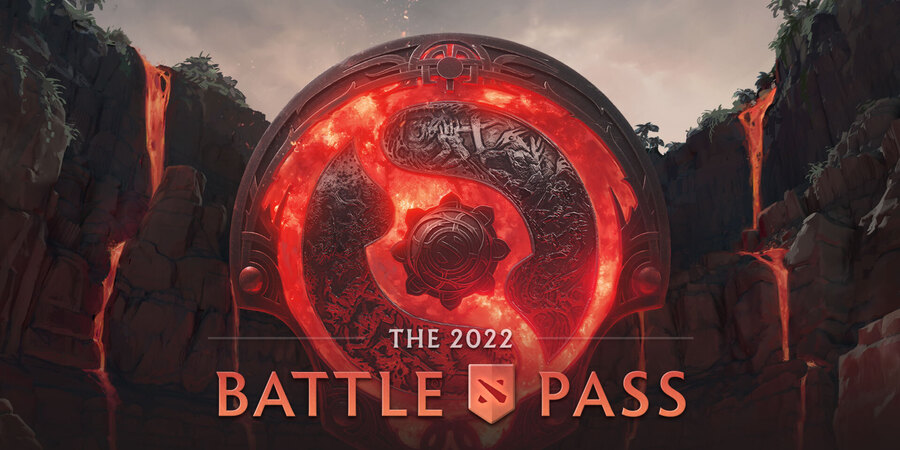 Battle Pass на The International 2022 с Эгидой чемпионов и на фоне скал красного цвета