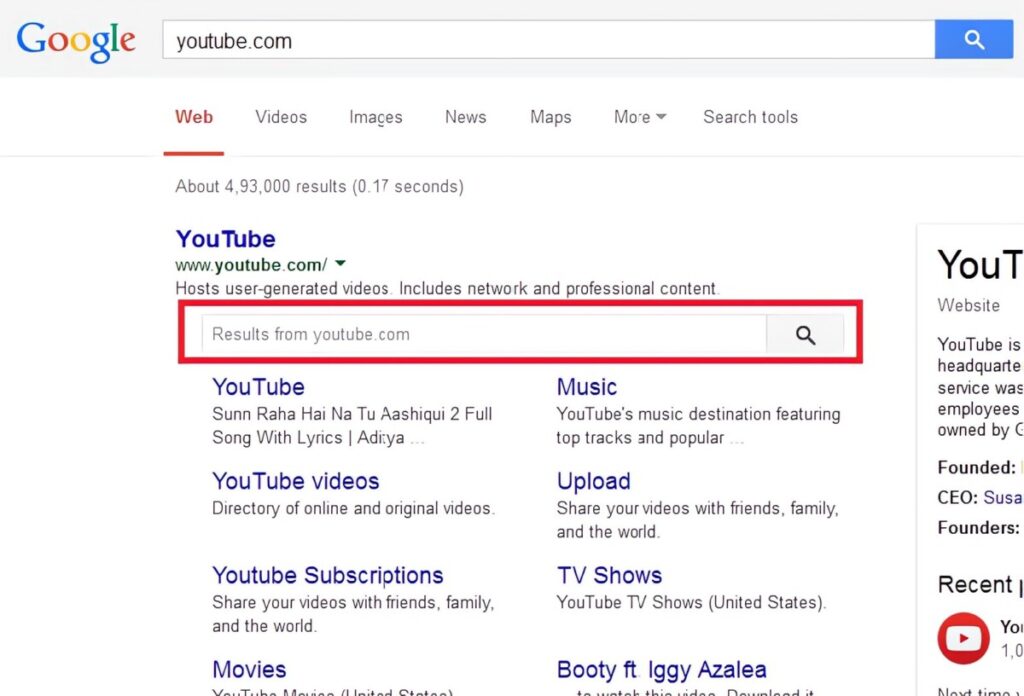Визуальное отображение Sitelinks Search Box