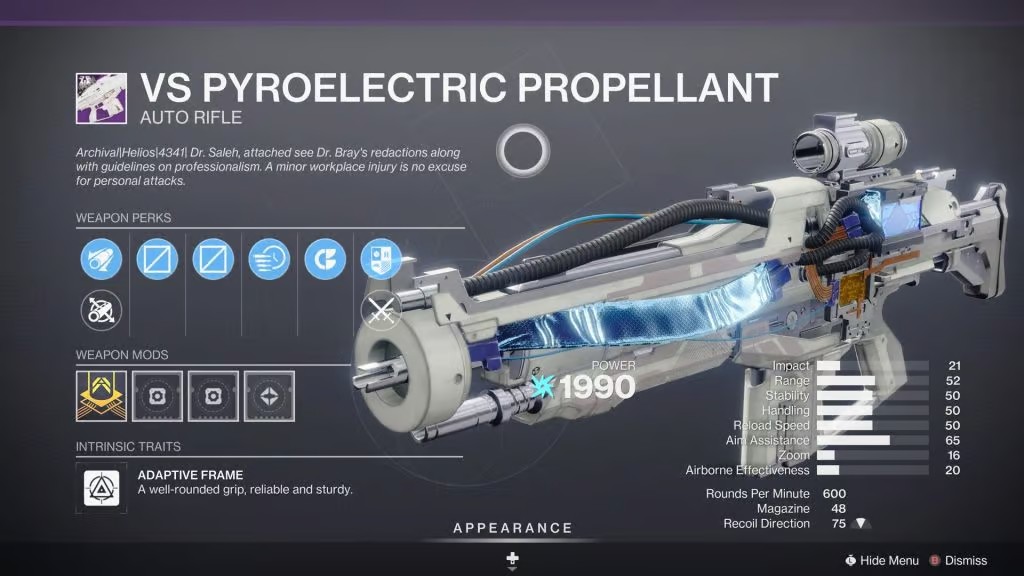 Pyroelectric Propellant в Destiny 2
