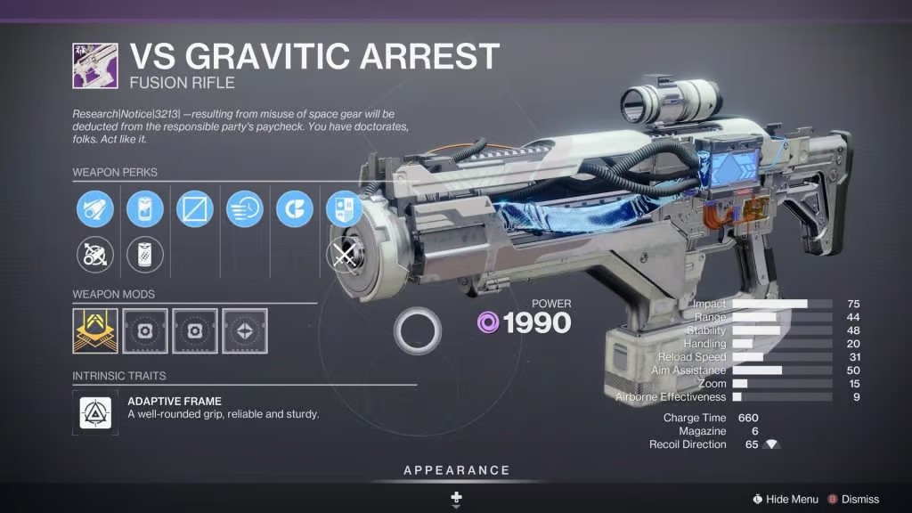 Gravitic Arrest в Destiny 2