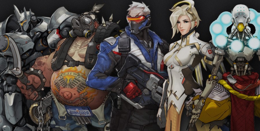 Reinhardt, Roadhog, Soldier 76, Mercy, Zenyatta