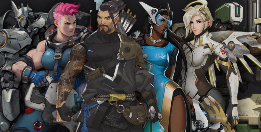 Reinhardt, Roadhog, Soldier 76, Mercy, Zenyatta