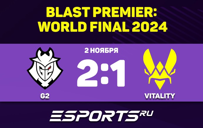 Результат матча G2 Esports и Team Vitality в полуфинале BLAST Premier: World Final 2024