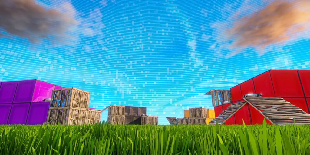 Карта Go Goated! Zone Warsм с некоторыми постройками игроков в Fortnite