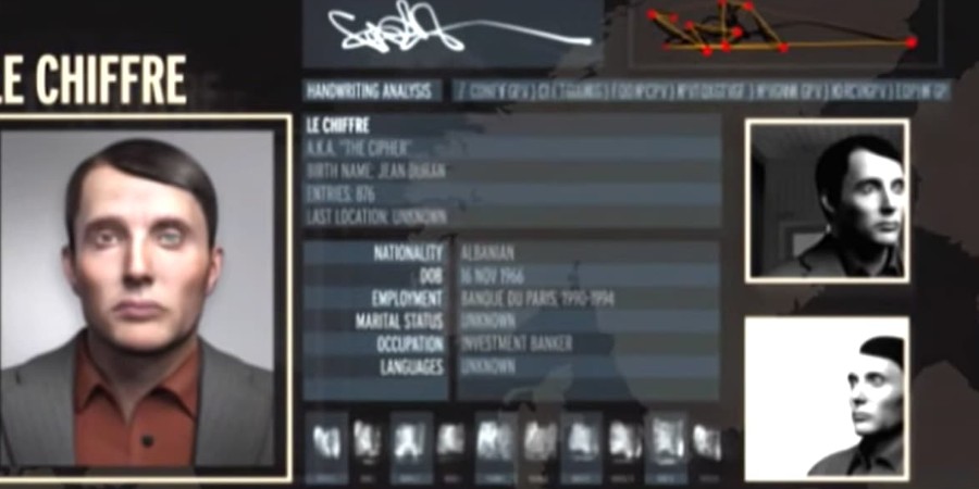 Мадс Миккельсен в роли Лё Шиффра в 007: Quantum of Solace