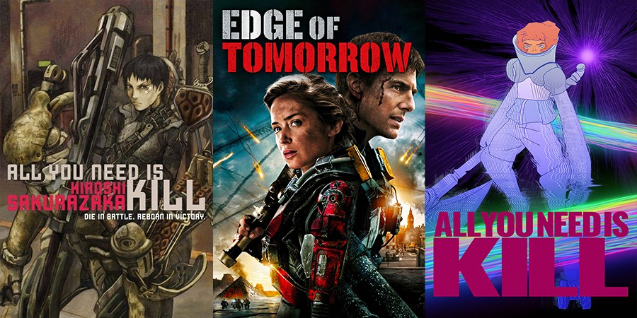 Обложки All You Need is Kill — ранобэ 2004, фильма 2014 и аниме-экранизации 2025