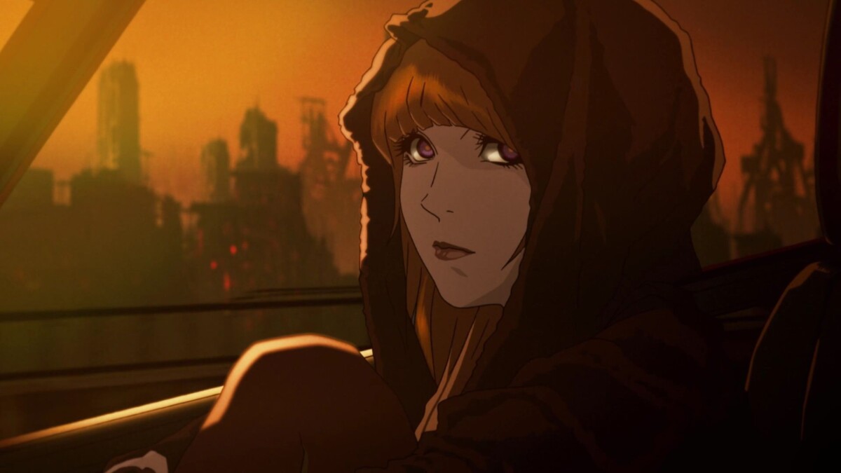 Скриншот из аниме "Бегущий по лезвию: Блэкаут 2022"