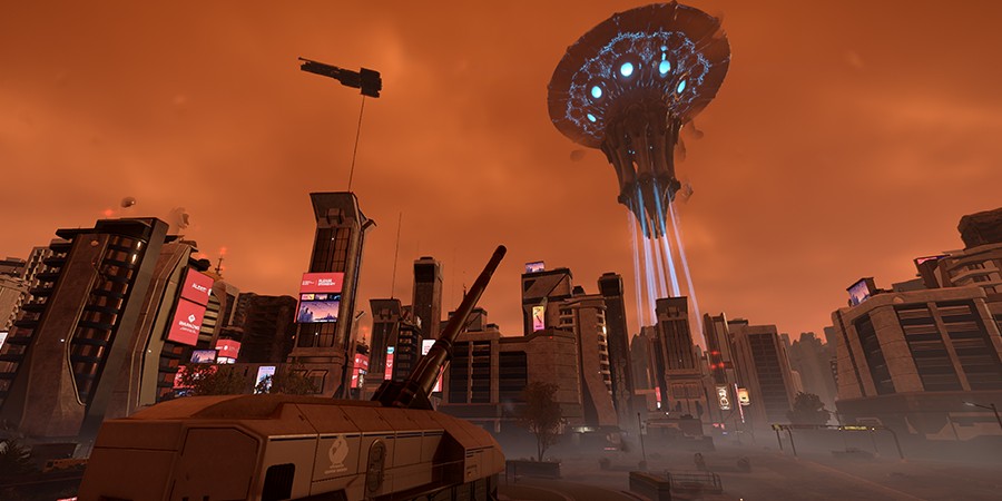 Helldivers 2: Сердце демократии — тяжёлое самоходное орудие нацелено на корабль Просветлённых