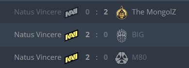 Последние 3 матча NAVI