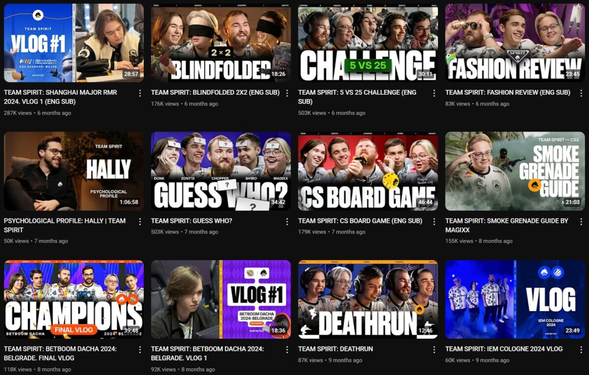 Видео с донком на YouTube Team Spirit CS