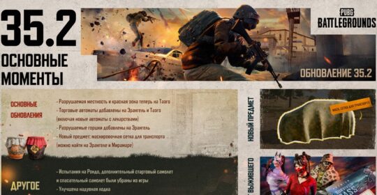 Обновление 35.2 для PUBG: добавили «Разрушаемость» на Таэго и маскировочную сеть на Эрангеле