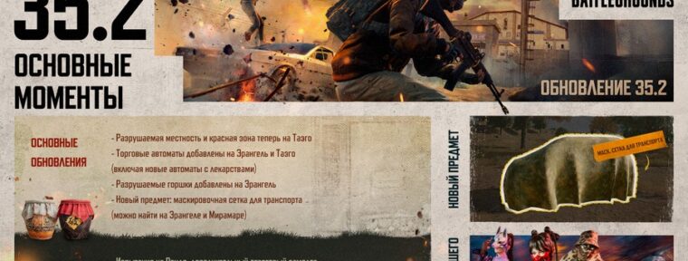 Обновление 35.2 для PUBG: добавили «Разрушаемость» на Таэго и маскировочную сеть на Эрангеле