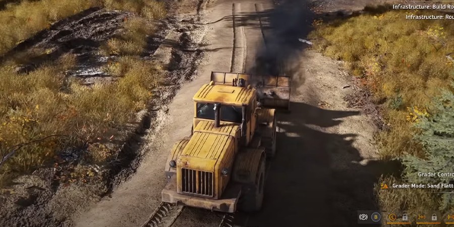 RoadCraft — гладкая песчаная дорога после второго прохода бульдозером