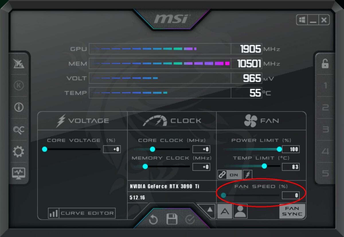 Изображение MSI Afterburner