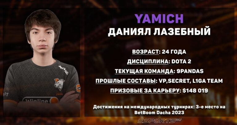 Статистика Данияла "yamich" Лазебного в Dota 2
