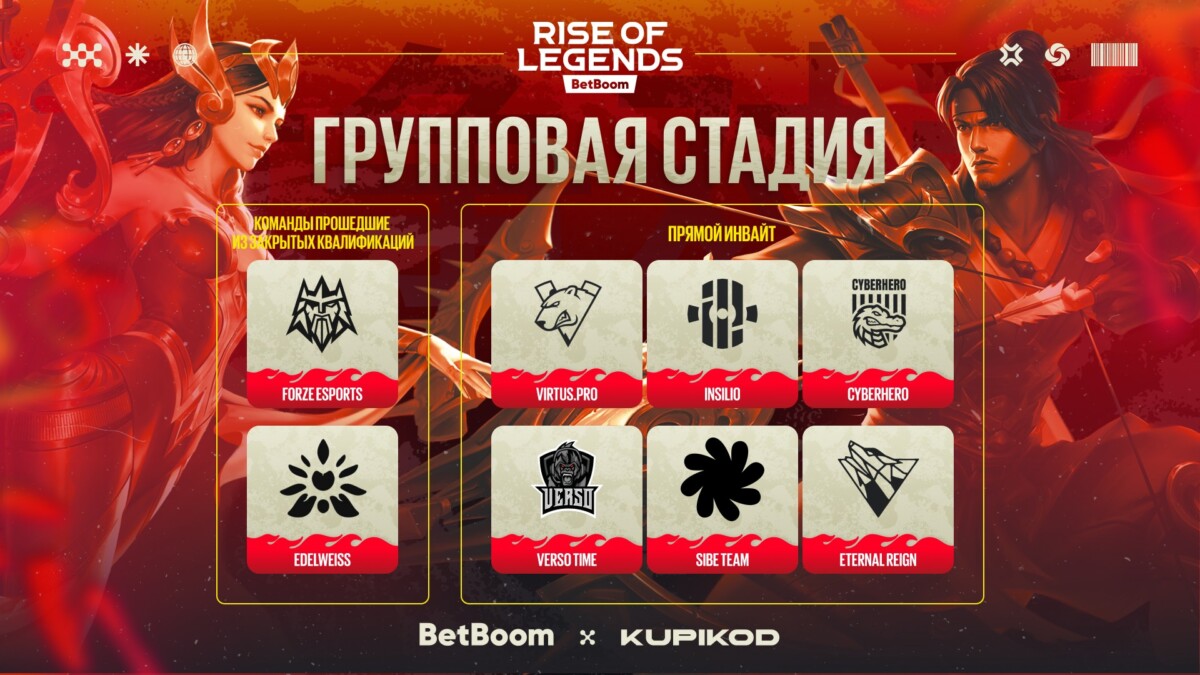 Команды групповой стадии BetBoom Rise of Legends 8 по MLBB
