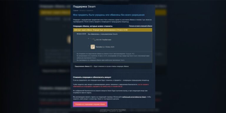 Отмена трейда в стим