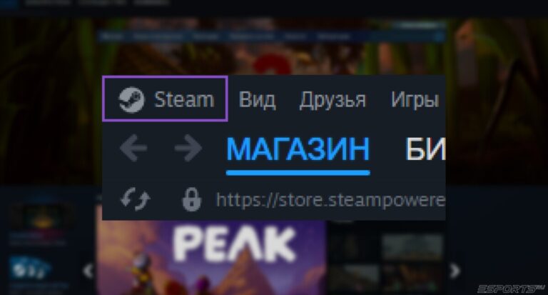 Откройте Стим-клиент и нажмите на кнопку "Стим" в левом верхнем углу