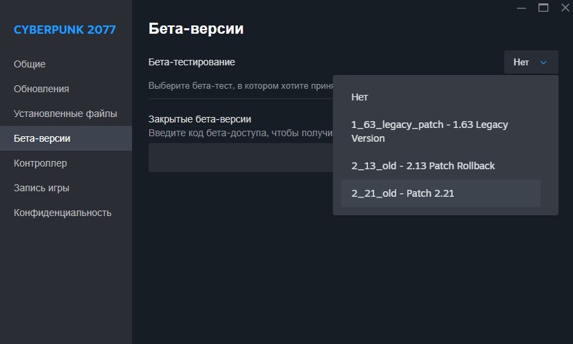 Cyberpunk 2077 beta