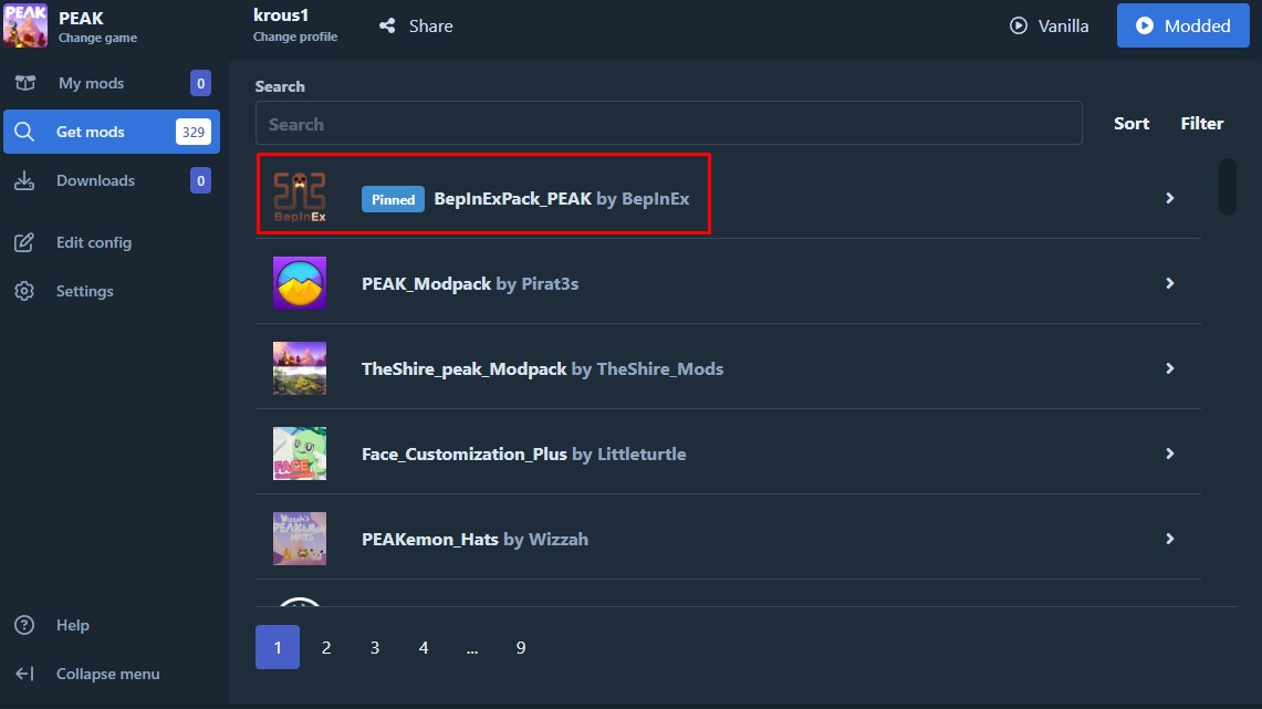 Thunderstore Mod Manager PEAK