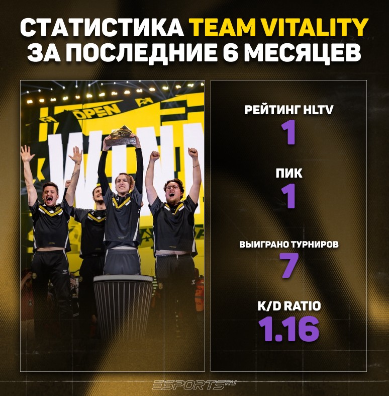 Статистика за последние 6 месяцев Team Vitality