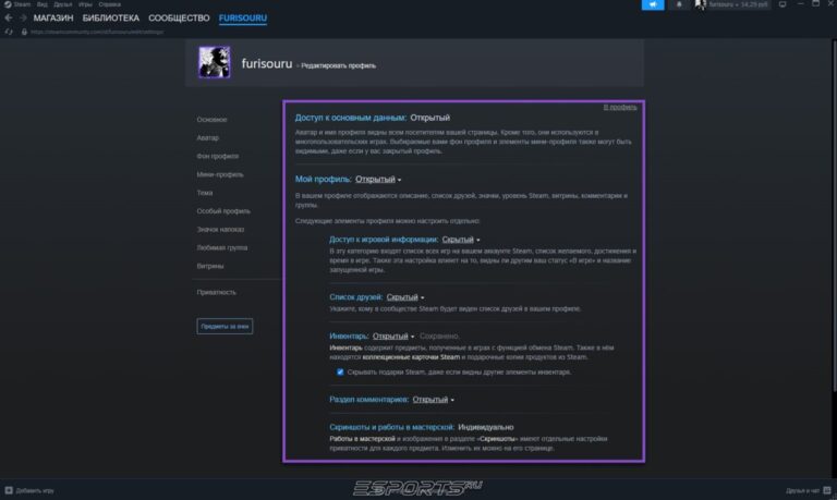 как сделать инвентарь в стиме