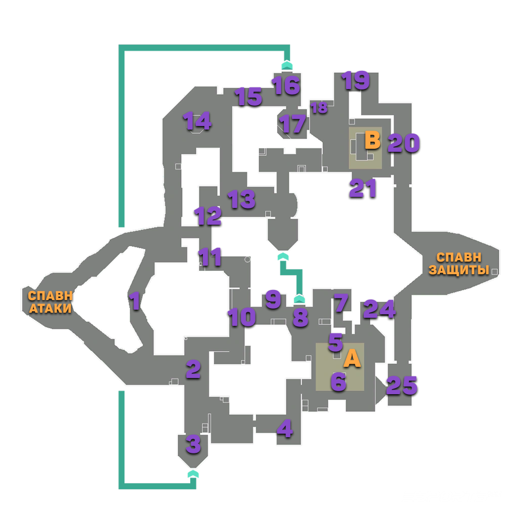 Все позиции на карте Бинд в ВАЛОРАНТ