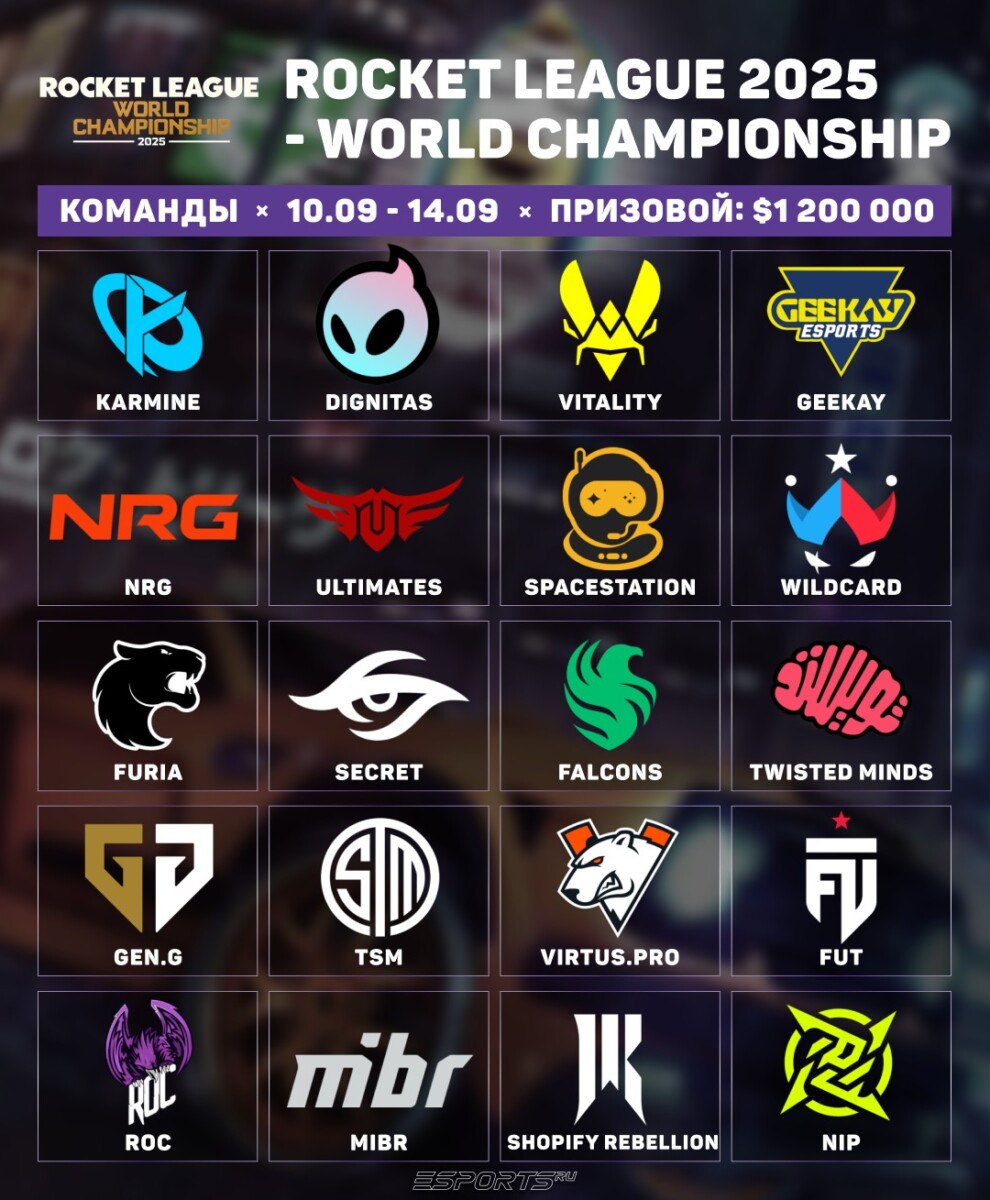 Участники Чемпионата мира 2025 по Rocket League