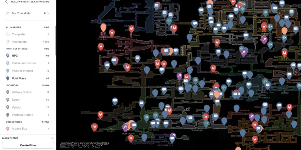 Hollow Knight: Silksong карта IGN