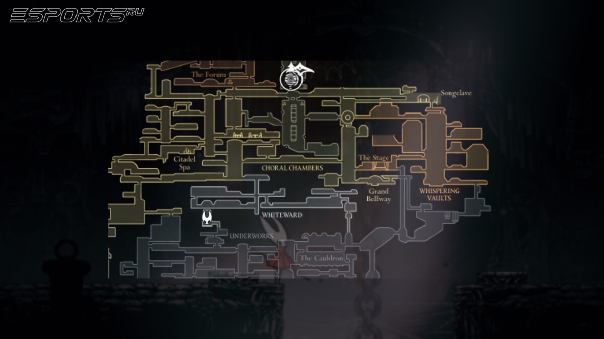 Место на карте, где можно Распутывателя в Hollow Knight: Silksong