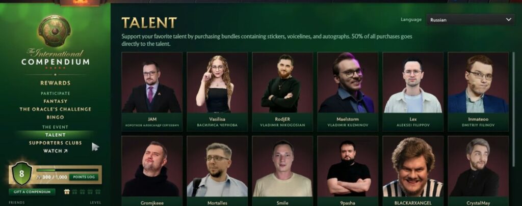 Содержимое в компендиуме к The International 2024