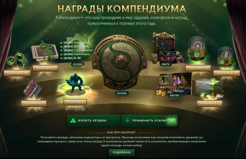 Содержимое в компендиуме к The International 2024