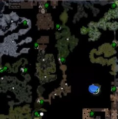 Полностью завершённая карта BSA. Зелёные точки обозначают базы, к которым можно делать TP