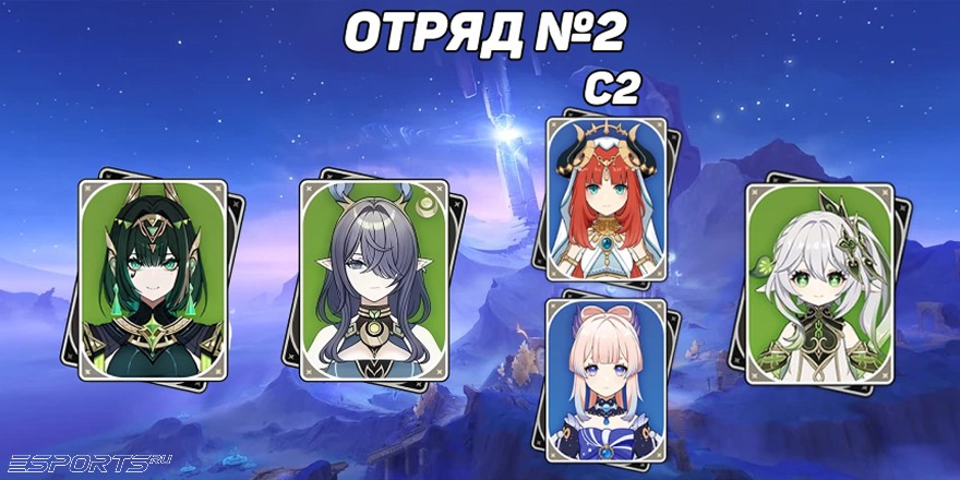 Отряд 2 с Нефер в Genshin Impact