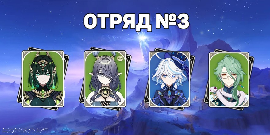 Отряд 3 с Нефер в Genshin Impact