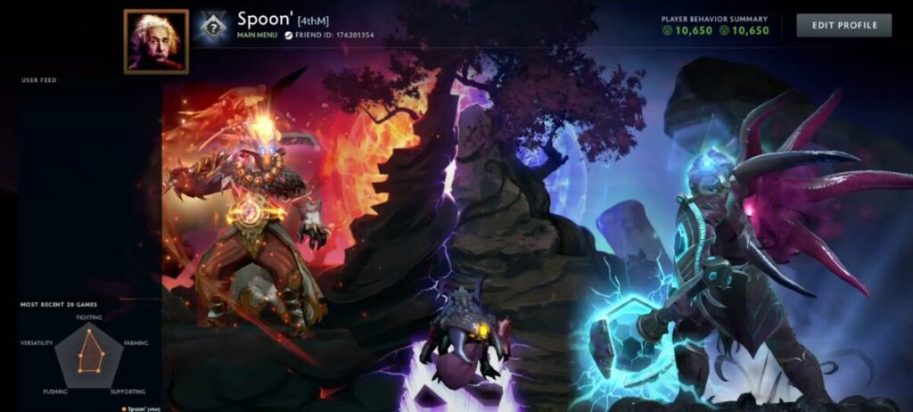 Примеры витрины профиля игрока в Dota 2