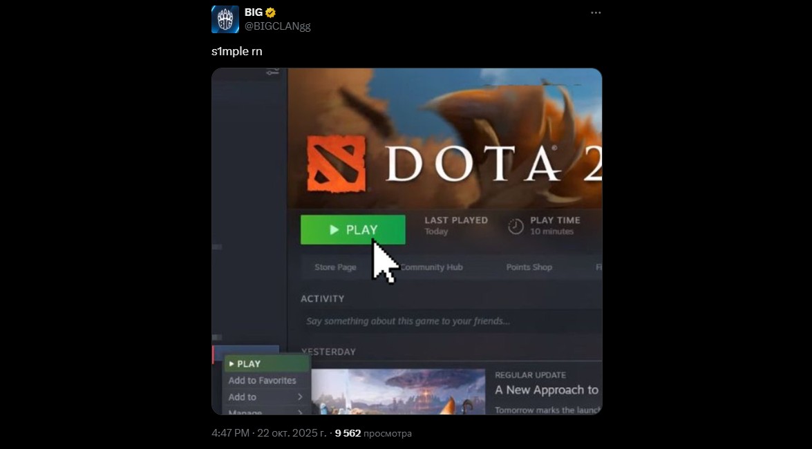 троллинг в сторону s1mple от BIG