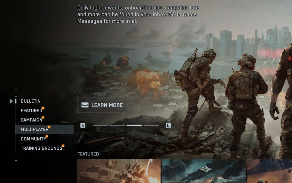Battlefield 6 Multiplayer Main menu