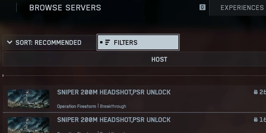 Battlefield 6 Multiplayer filters