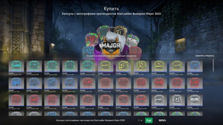 Капсула стикеров кс2 Мажор Будапешт 2025 Авторграфы Претендентов