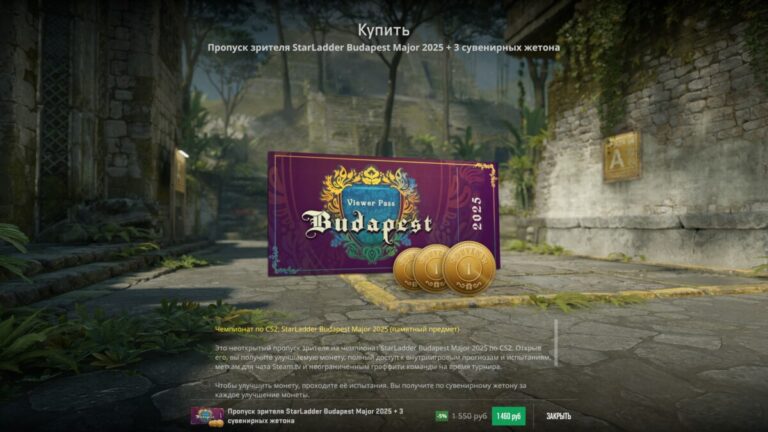 Пропуск зрителя с жетонами к старладдер будапешт мажор 2025