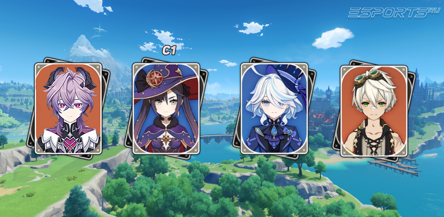 Отряд 5 с Дурином в Genshin Impact