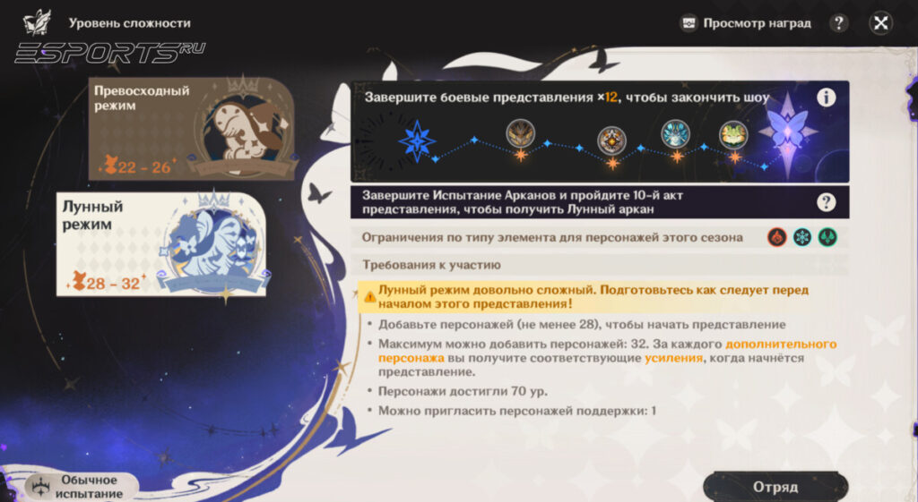 Сложное испытание в Театре Воображариум в Genshin Impact 6.2