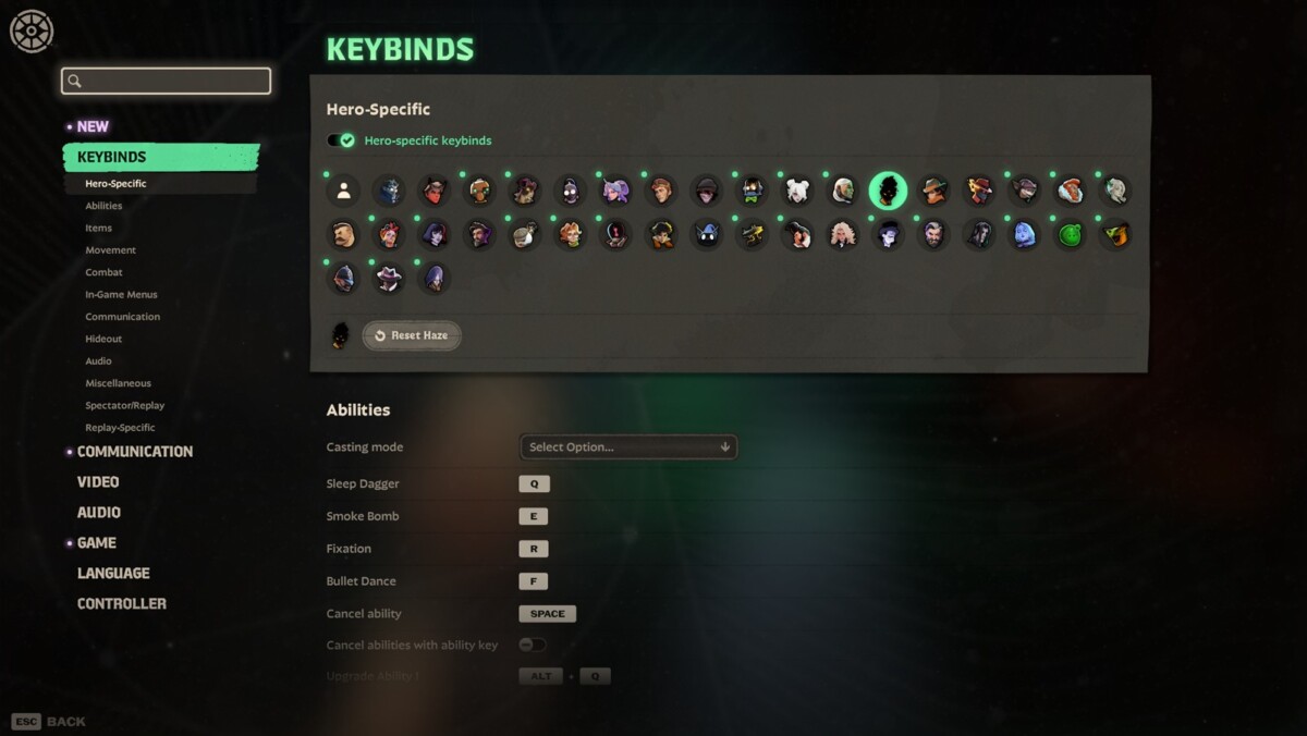 Настройки Deadlock