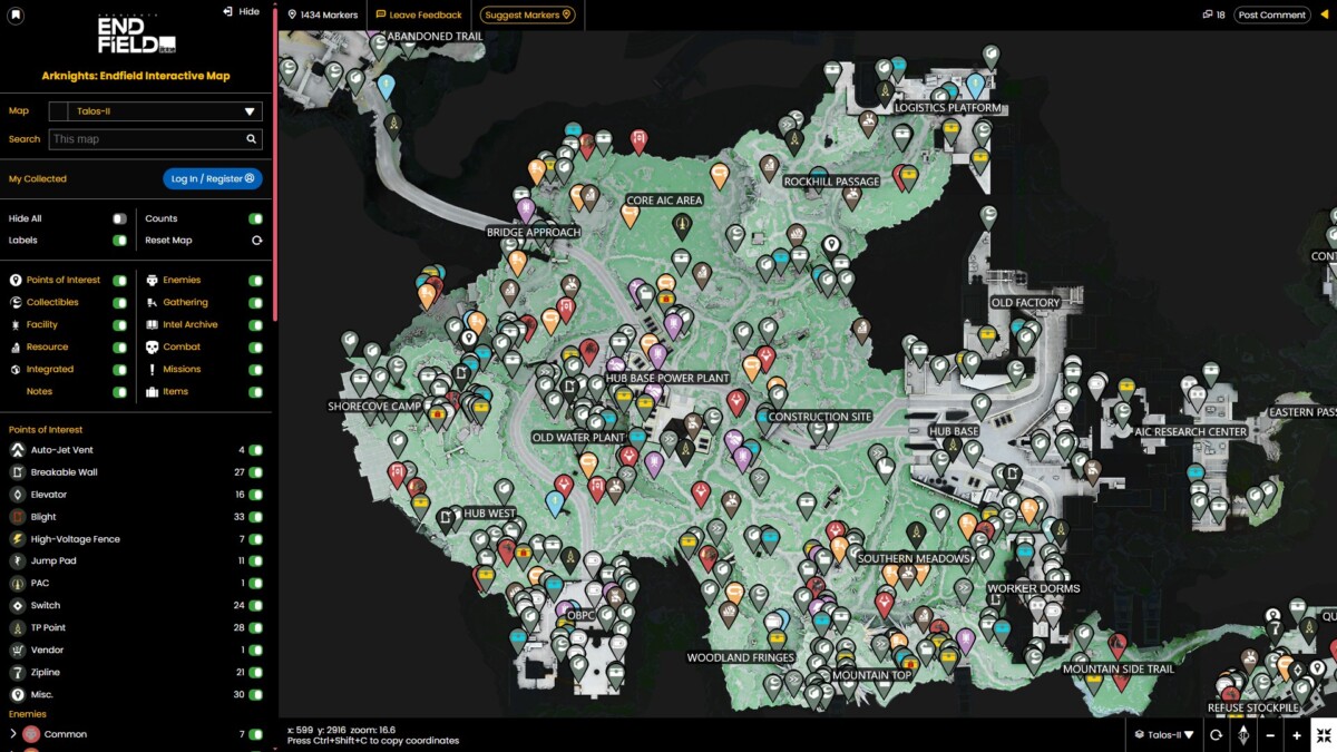 Карта Arknights: Endfield от Gamer Guides