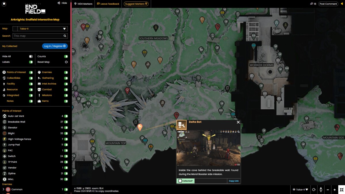 Gamerguides &mdash; интерактивная карта Arknights: Endfield
