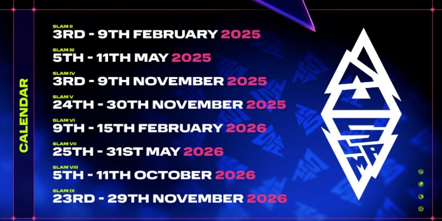 Анонс календаря турниров серии BLAST Slam на 2025–2026 годы.
