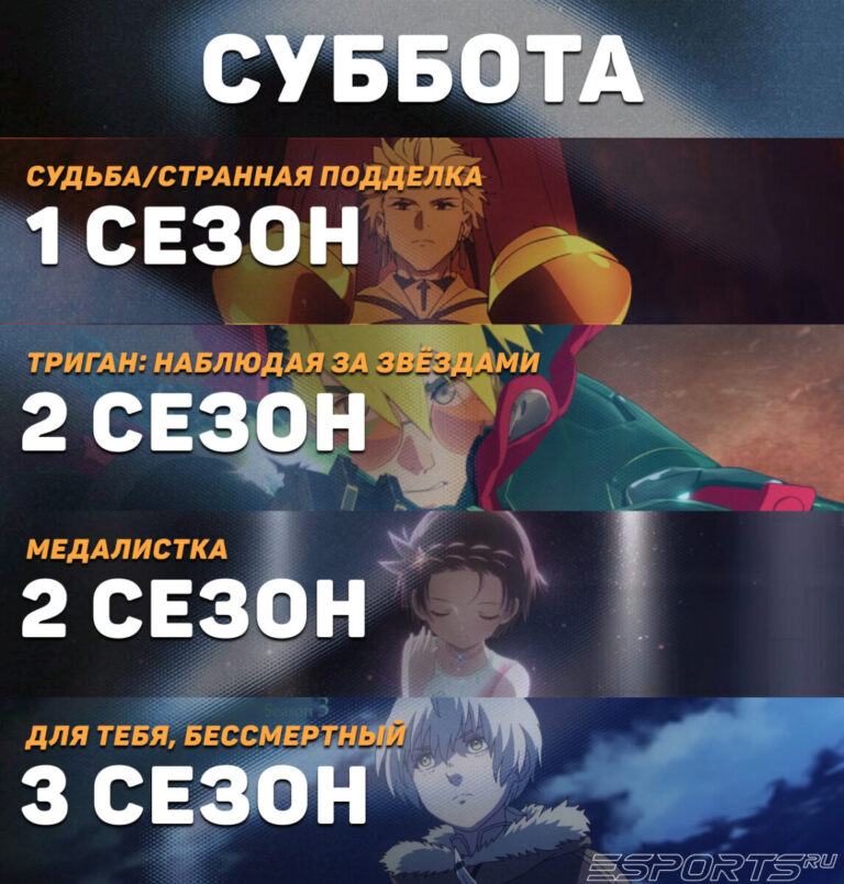 Расписание аниме на субботу (март 2026)